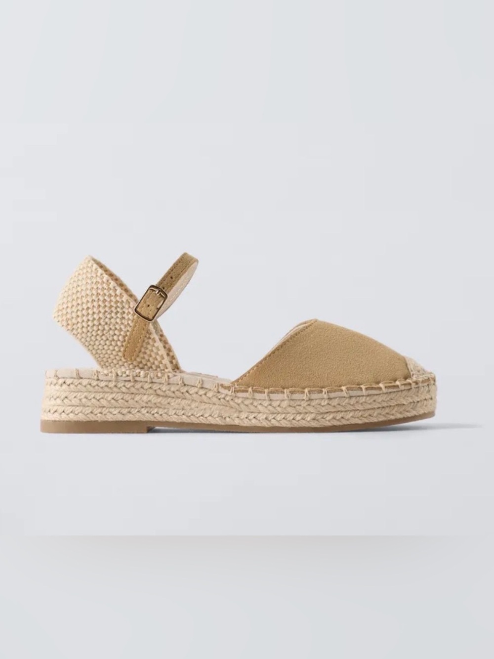 Zara Beige Woven Espadrille Sandal with Ankle Strap